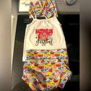 Watermelon Festival Baby Outfit with Headband